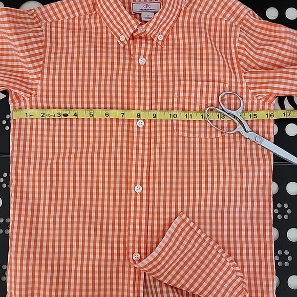 Classic Prep Childrenswear Orange Gingham Checkered Button-down Shirt Boys 12 - Picture 6 of 10